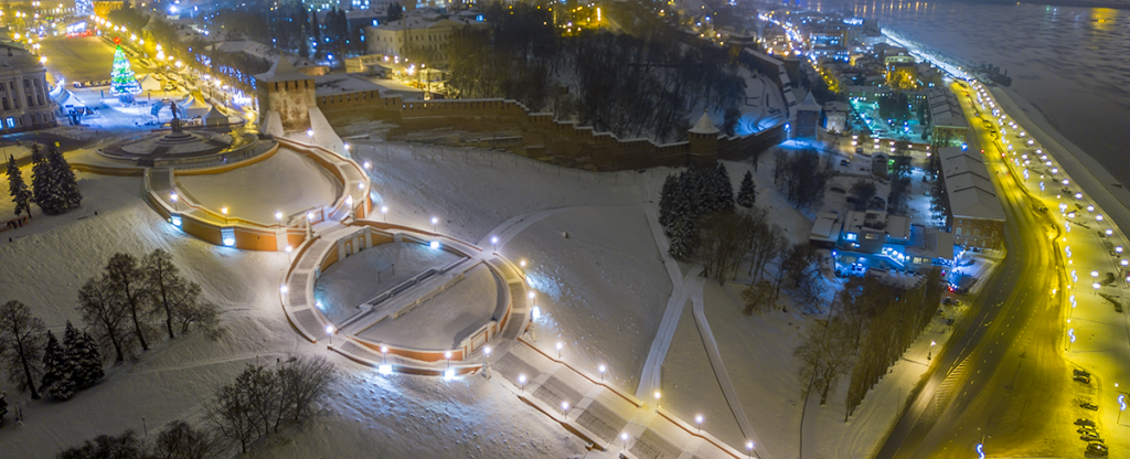 Новогодняя Чкаловская лестница, Нижний Новгород - Фото с квадрокоптера