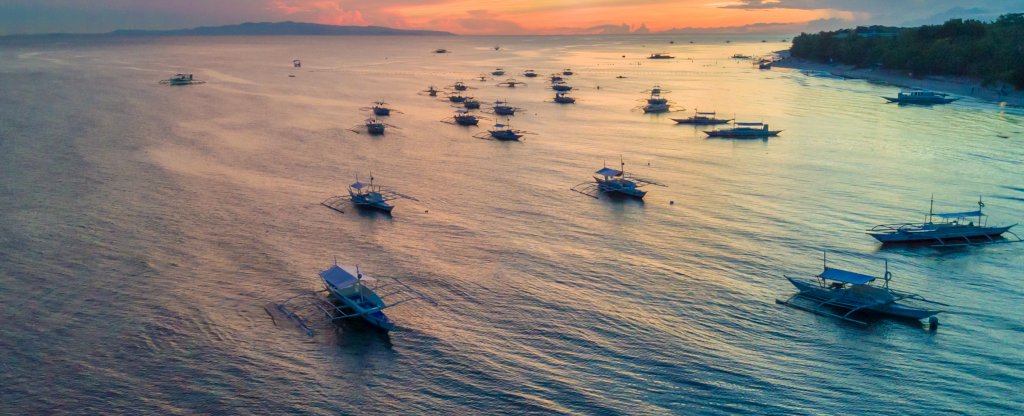 Bangka boats at sunset,  - Фото с квадрокоптера