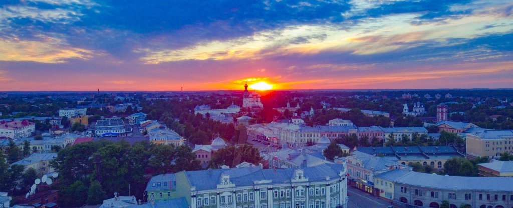 Вечерняя Вологда . Холодный закат,  - Фото с квадрокоптера