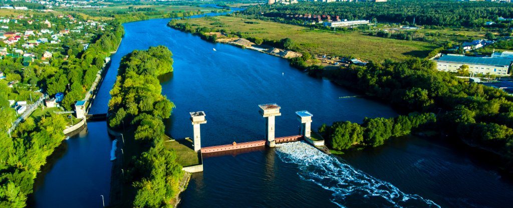 Андреевская плотина в Лыткарино Московская область,  - Фото с квадрокоптера