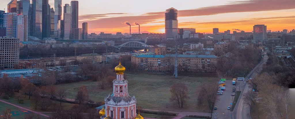 Восход над Москвой, Москва - Фото с квадрокоптера