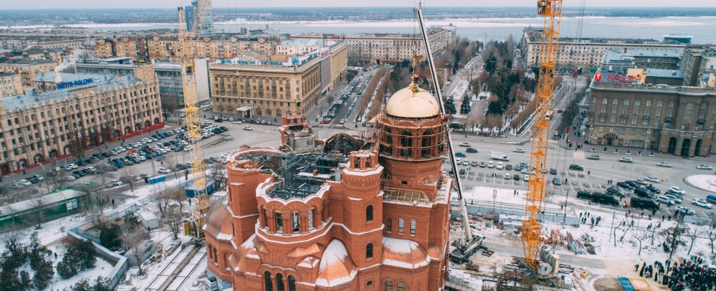 Строительство собора Александра Невского,  - Фото с квадрокоптера