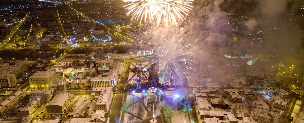 Новогодний салют 2019 в Вологде,  - Фото с квадрокоптера