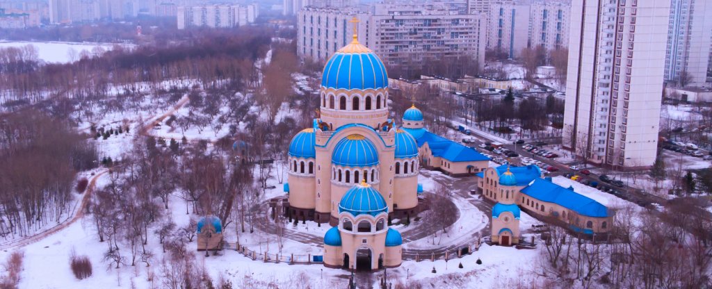 г. Москва Каширское шоссе, Храм Живоначальной Троицы,  - Фото с квадрокоптера