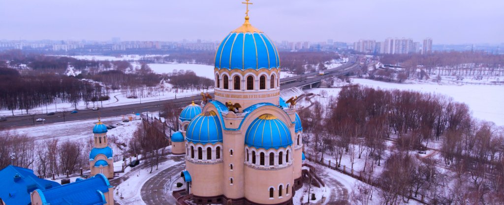 г. Москва Каширское шоссе, Храм Живоначальной Троицы,  - Фото с квадрокоптера