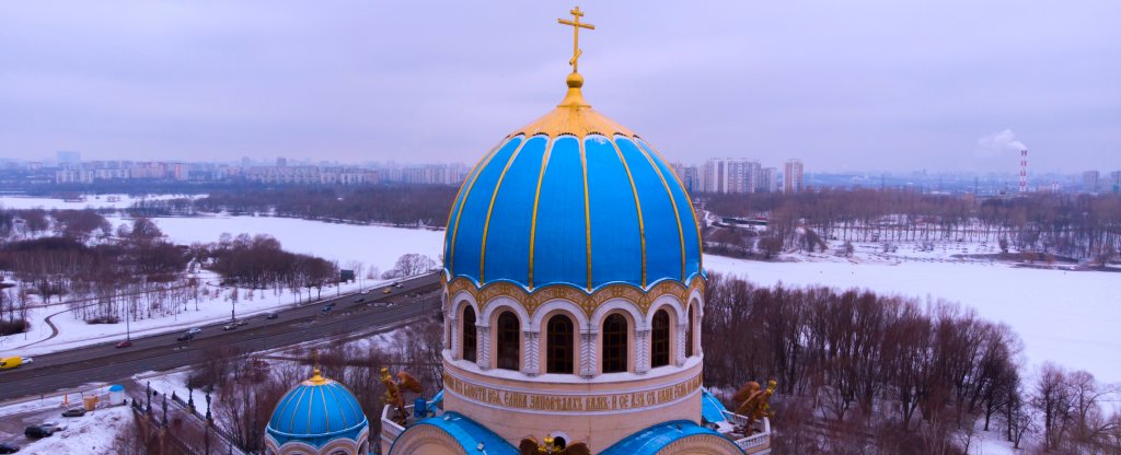 г. Москва Каширское шоссе, Храм Живоначальной Троицы,  - Фото с квадрокоптера