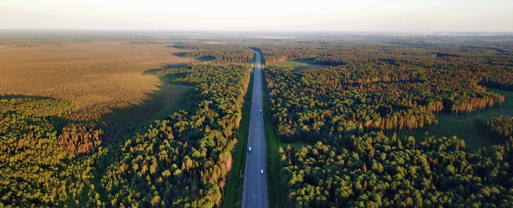 Трасса М11. Где-то между Ленинградом и Москвой,  - Фото с квадрокоптера