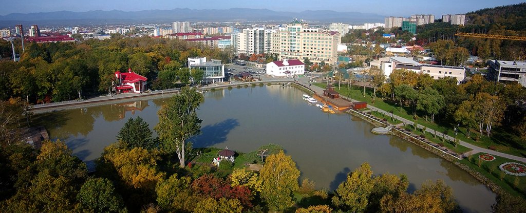 Озеро Верхнее утром, Южно-Сахалинск - Фото с квадрокоптера