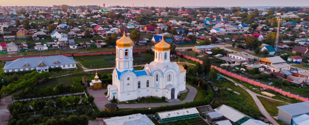 Церковь Александра Невского р.п. Колывань, Новосибирск - Фото с квадрокоптера