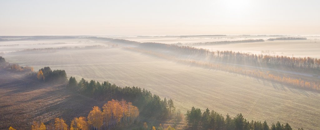 Утренний туман,  - Фото с квадрокоптера