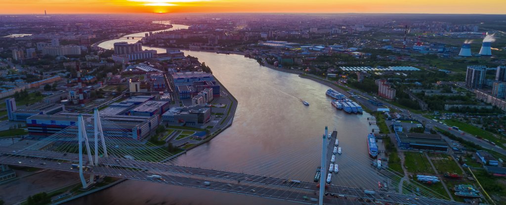 Большой Обуховский (Вантовый) мост,  - Фото с квадрокоптера