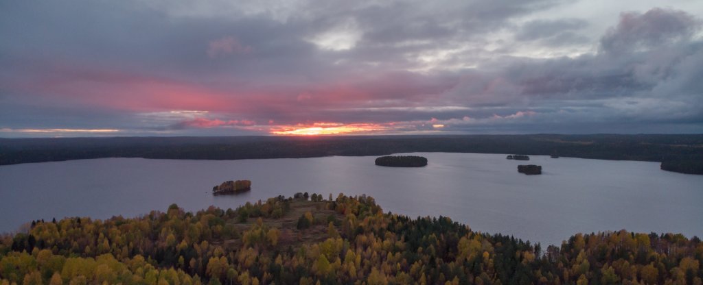 Закат на озере, Карелия, Костомукша - Фото с квадрокоптера