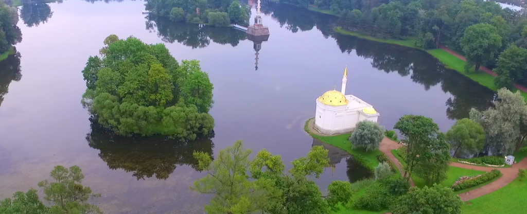 Большой пруд Екатерининского парка, Пушкин,  - Фото с квадрокоптера