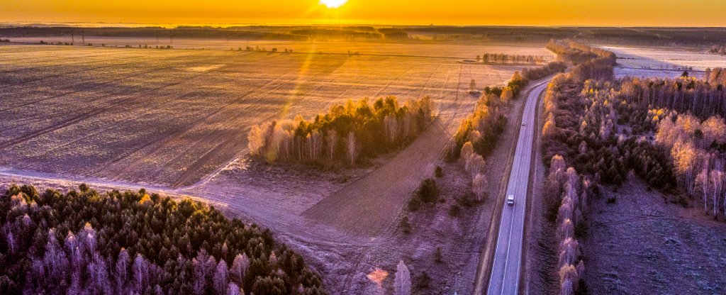 зимний рассвет,  - Фото с квадрокоптера