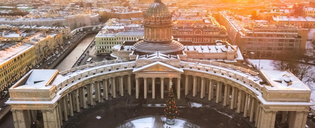 Казанский собор в закате,  - Фото с квадрокоптера