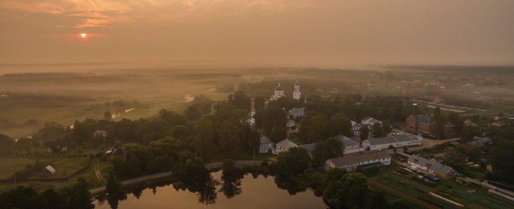 Стефано-Махрищский монастырь на рассвете,  - Фото с квадрокоптера