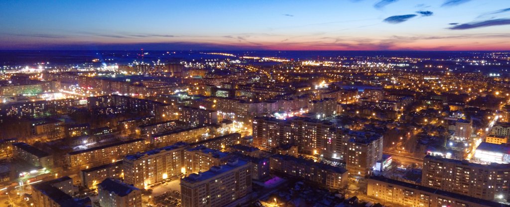 Вечерний город,  - Фото с квадрокоптера