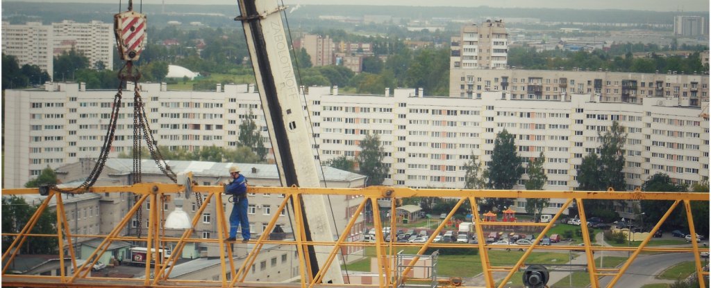 Строительные объекты, башенные краны., Санкт-Петербург - Фото с квадрокоптера