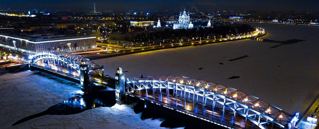 Большеохтинский мост, Санкт-Петербург,  - Фото с квадрокоптера