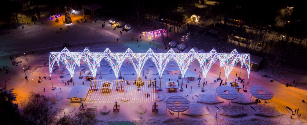 Москва, парк Кузьминки Путешествие в Рождество,  - Фото с квадрокоптера