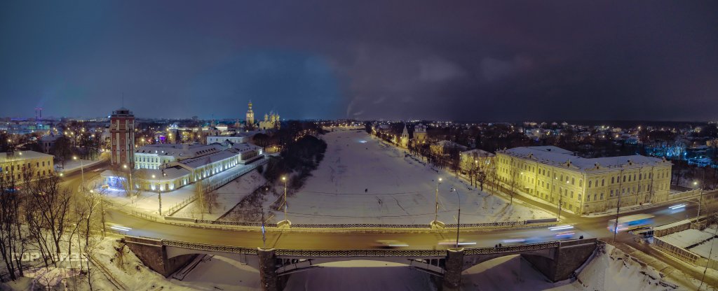 Вологда, Октябрьский мост,  - Фото с квадрокоптера