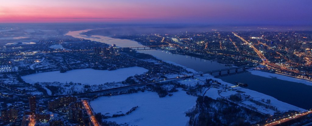 Закат начало весны, Новосибирск - Фото с квадрокоптера