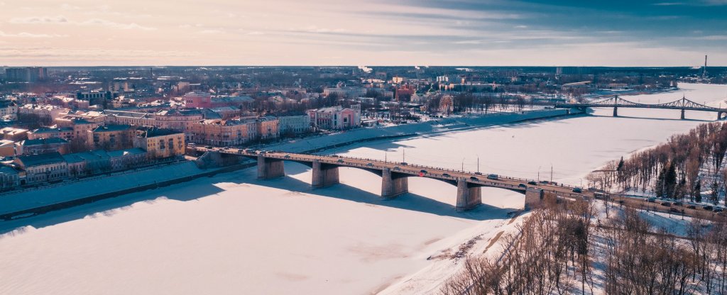 Тверь. Март. Мост.,  - Фото с квадрокоптера