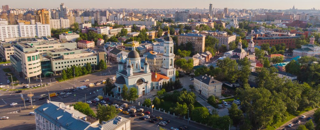 г. Москва Храм Преподобного Сергия Радонежского в Рогожской слободе,  - Фото с квадрокоптера